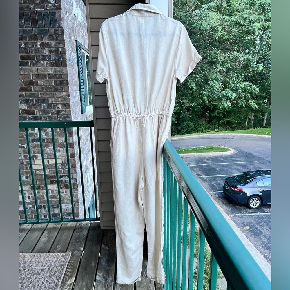 🆕 Japna Linen Cotton Blend Jumpsuit Size L Utility Style Minimalist Casual - Picture 4 of 15